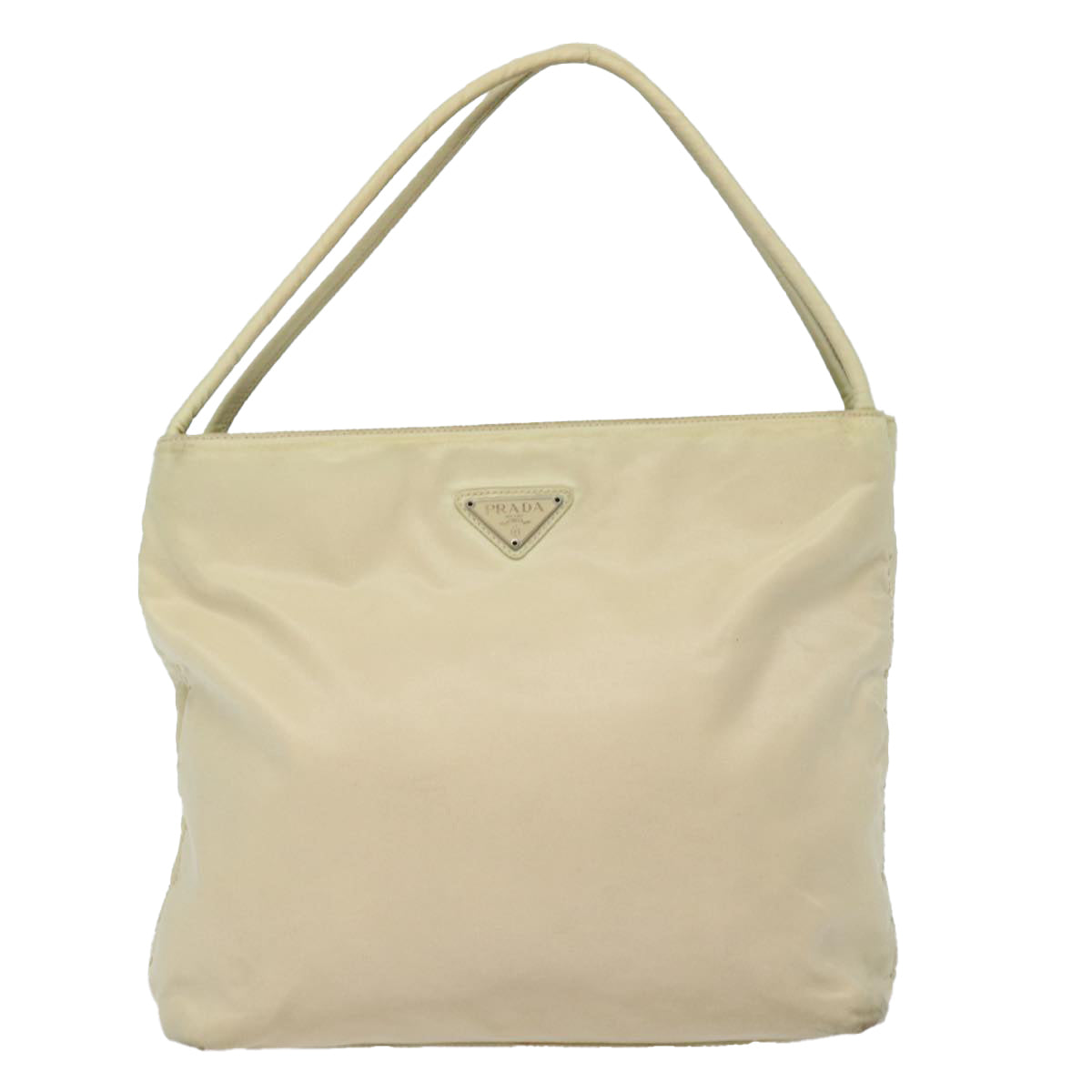 PRADA Hand Bag Nylon Beige Auth bs16282