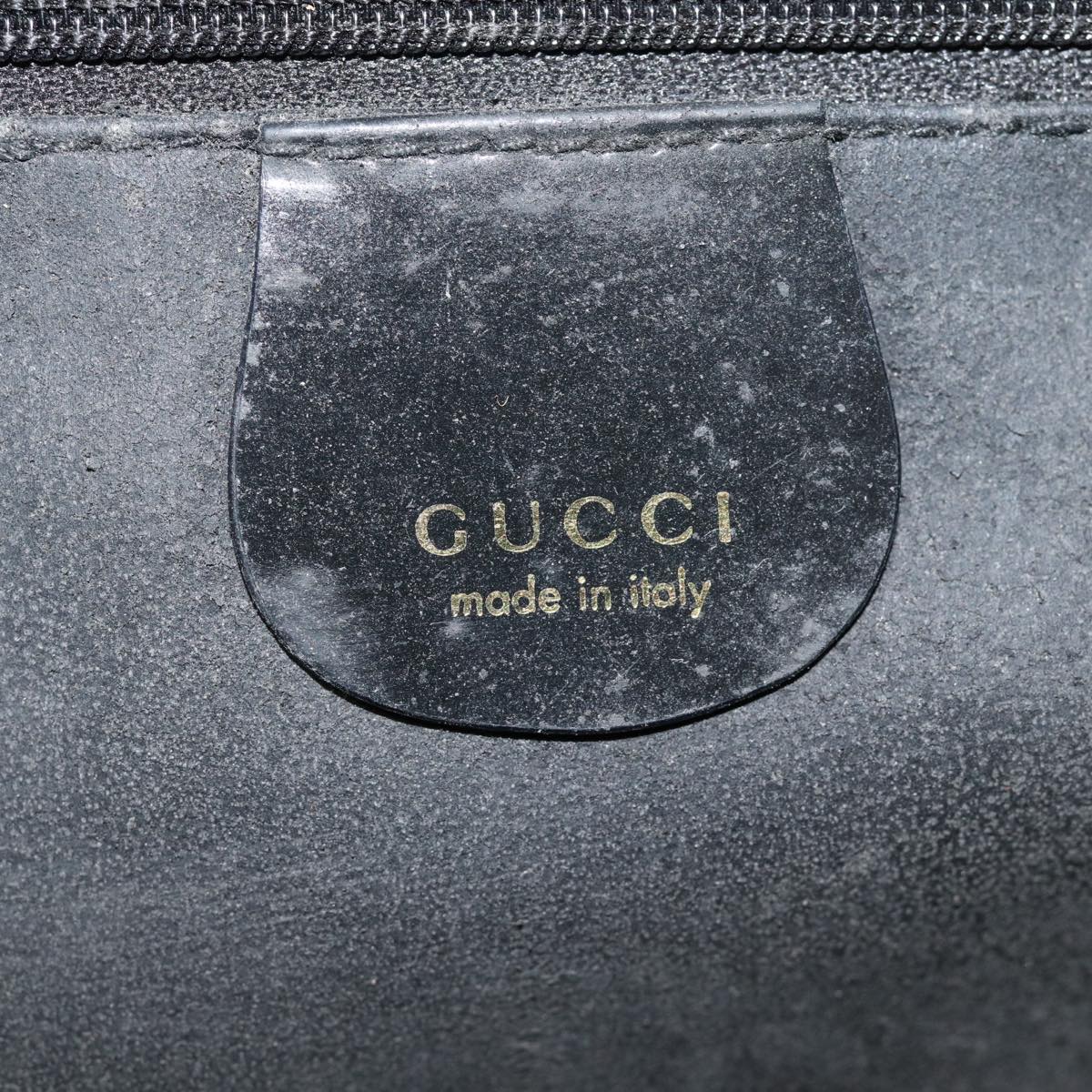 GUCCI Bamboo Vanity Hand Bag Patent leather Black Auth bs16299