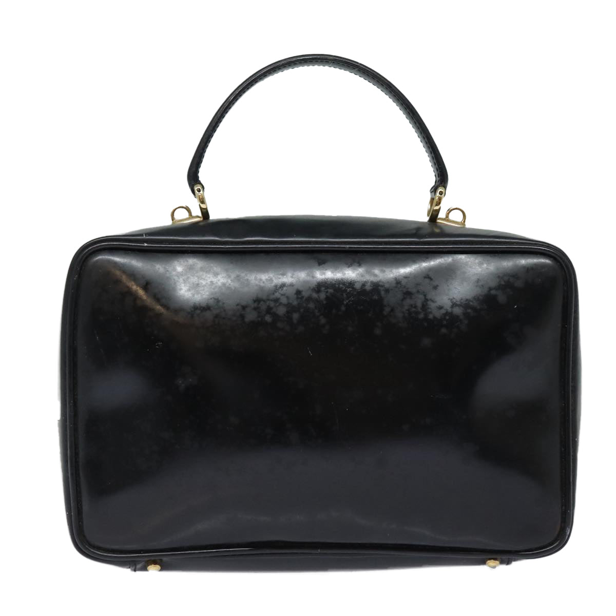 GUCCI Bamboo Vanity Hand Bag Patent leather Black Auth bs16299