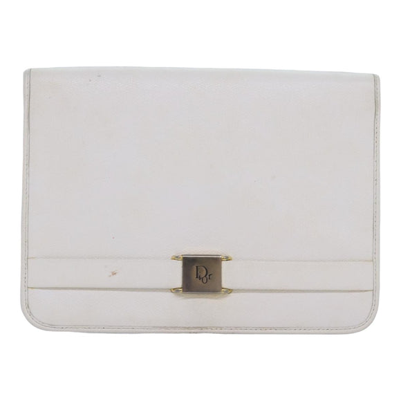 Christian Dior Shoulder Bag Leather White Auth bs16301