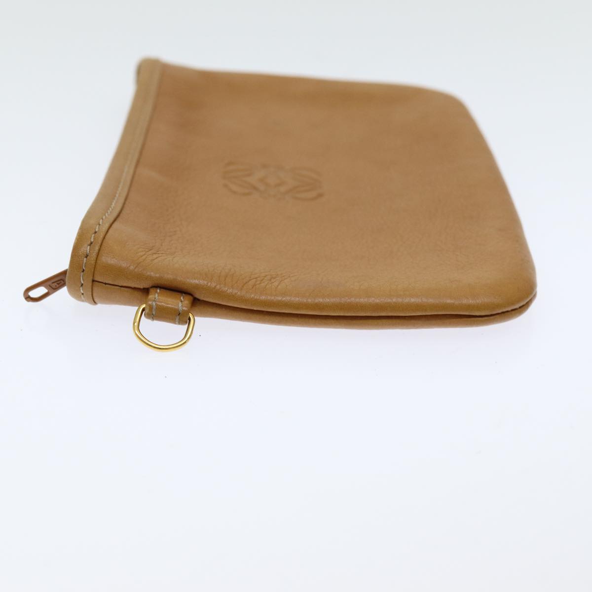 LOEWE Anagram Pouch Leather Brown Auth bs16303