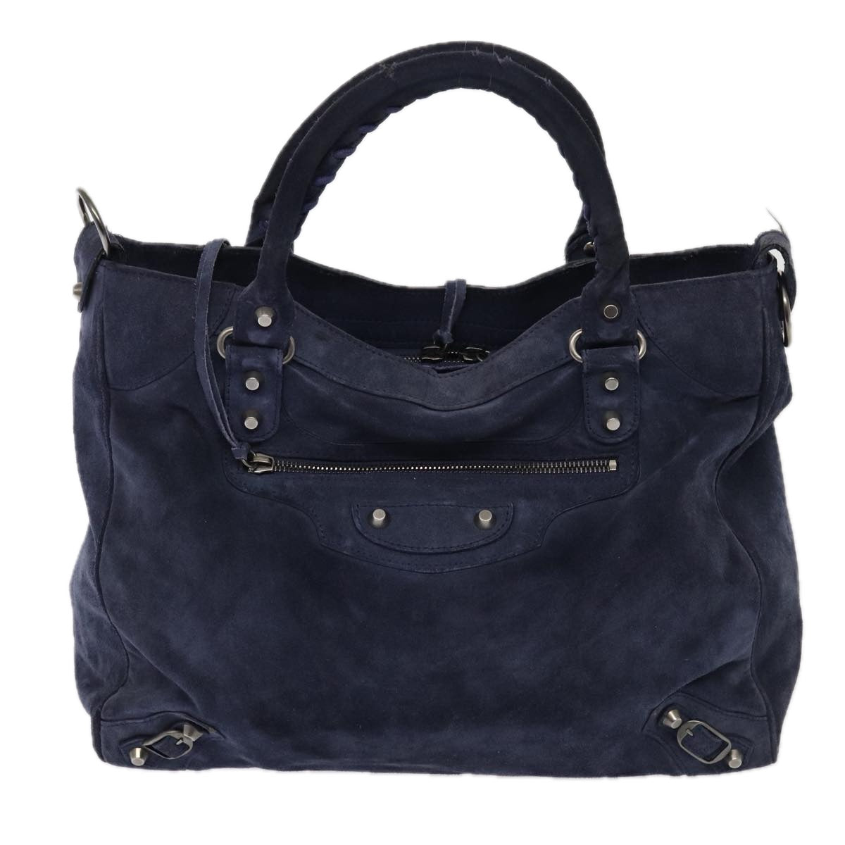 BALENCIAGA The Vero Hand Bag Suede 2way Navy 235216 Auth bs16308