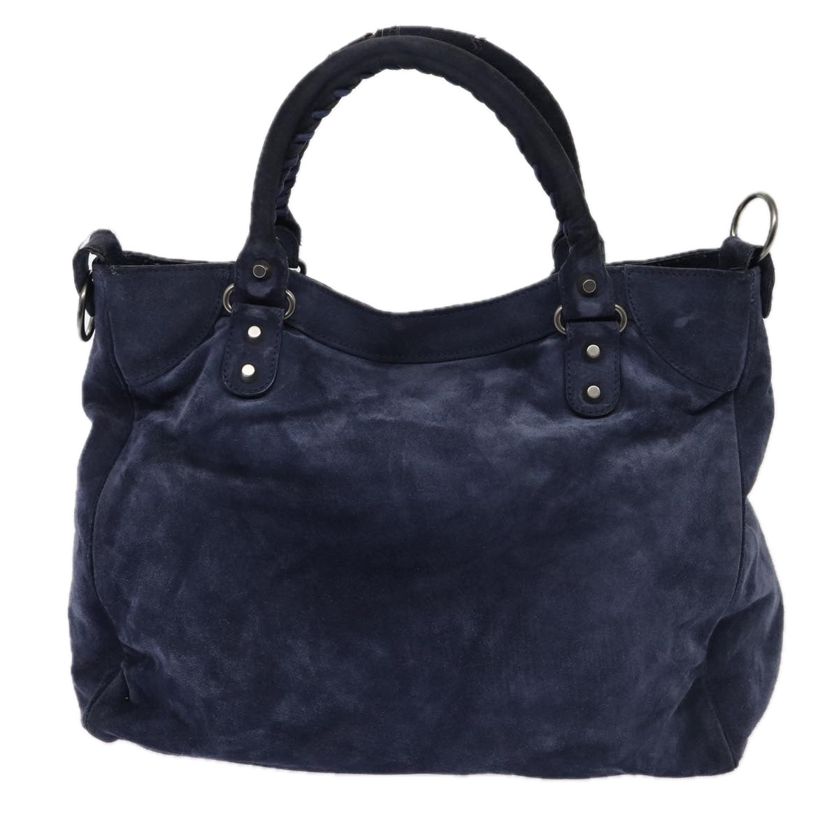 BALENCIAGA The Vero Hand Bag Suede 2way Navy 235216 Auth bs16308