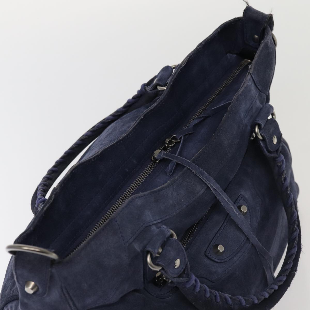 BALENCIAGA The Vero Hand Bag Suede 2way Navy 235216 Auth bs16308