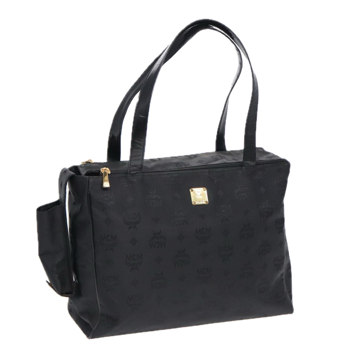 MCM Vicetos Logogram Tote Bag Nylon Black Auth bs16310