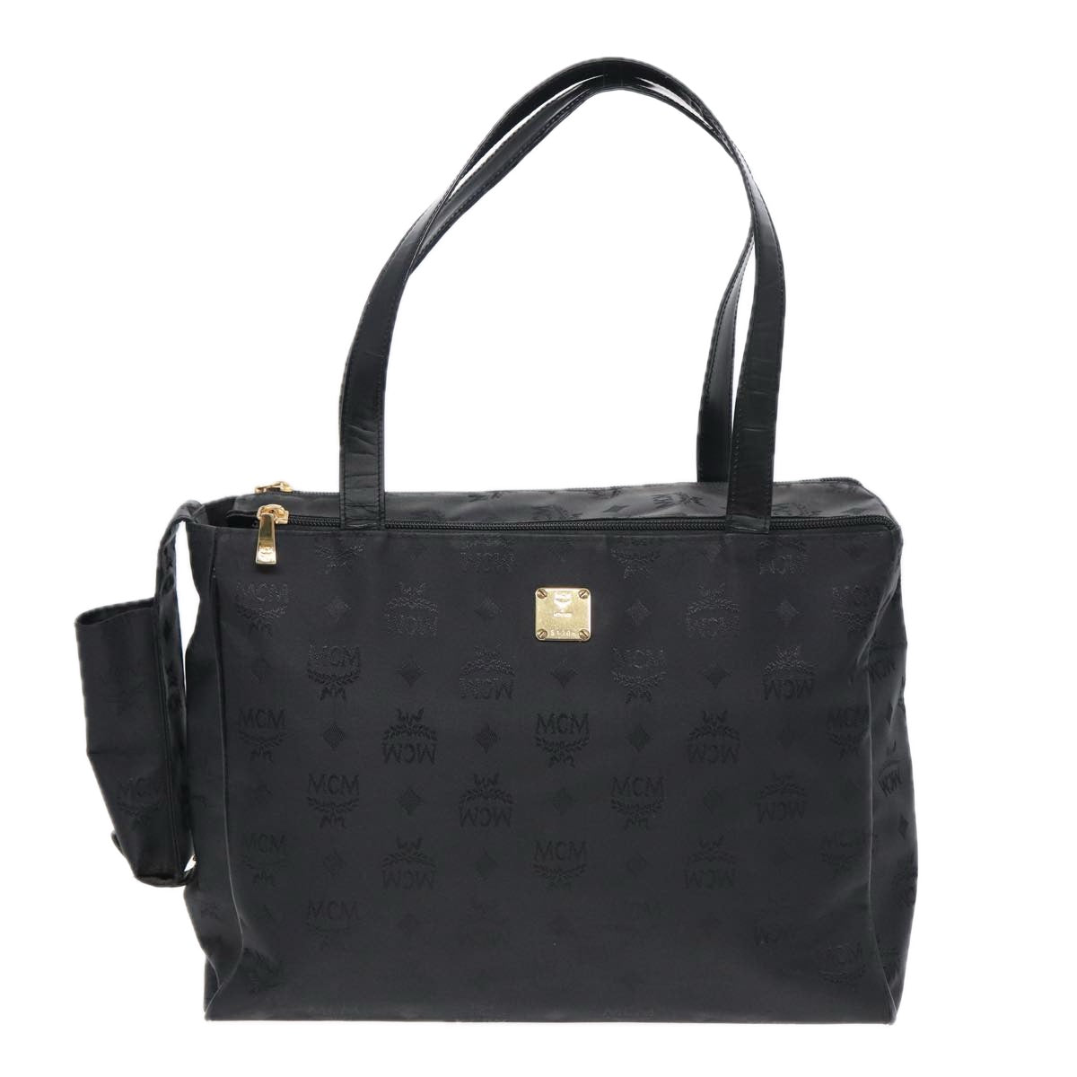 MCM Vicetos Logogram Tote Bag Nylon Black Auth bs16310