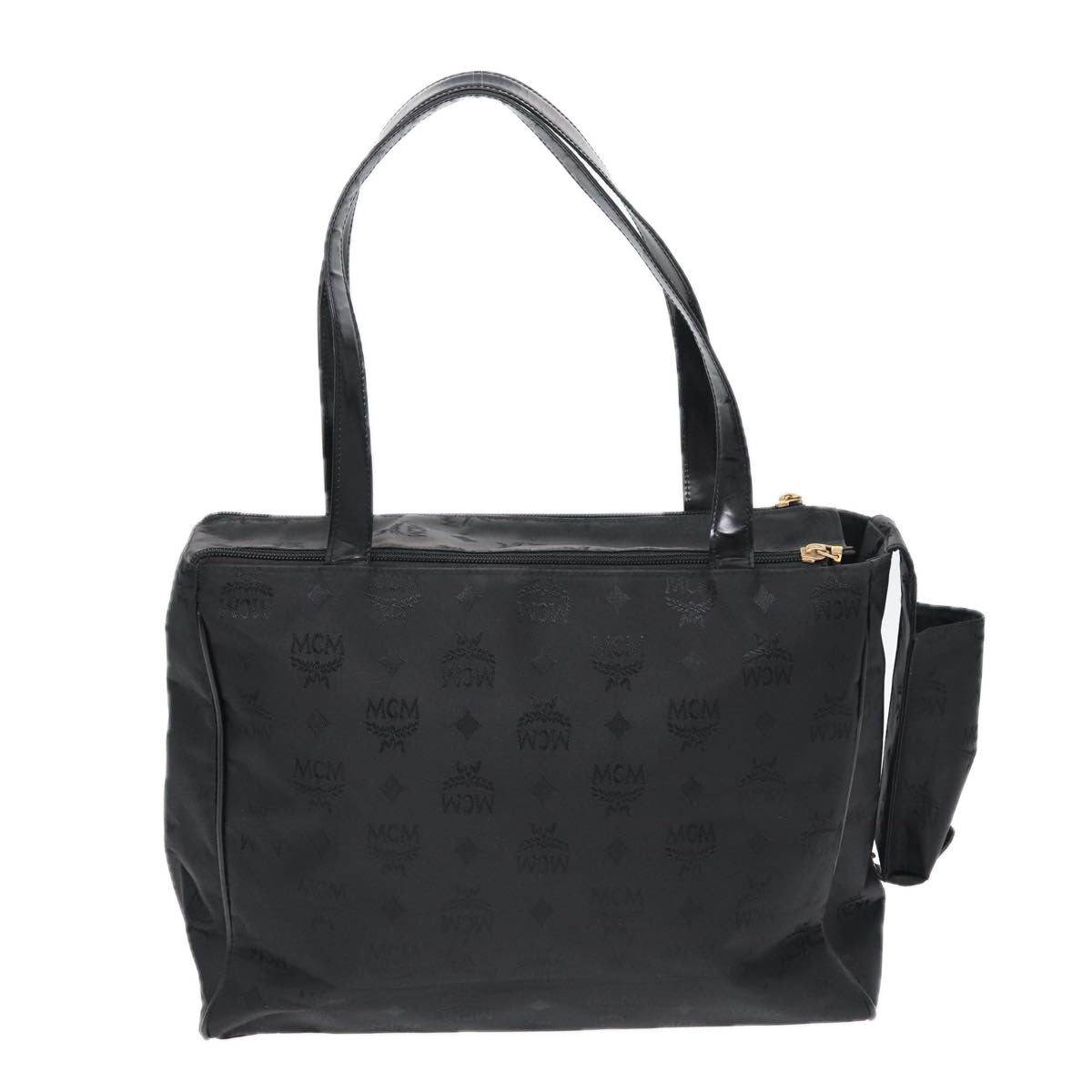 MCM Vicetos Logogram Tote Bag Nylon Black Auth bs16310 - 0