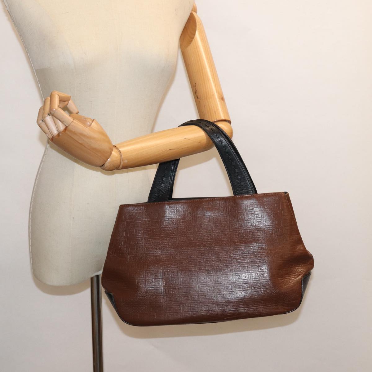 GIVENCHY Hand Bag Leather Brown Auth bs16311