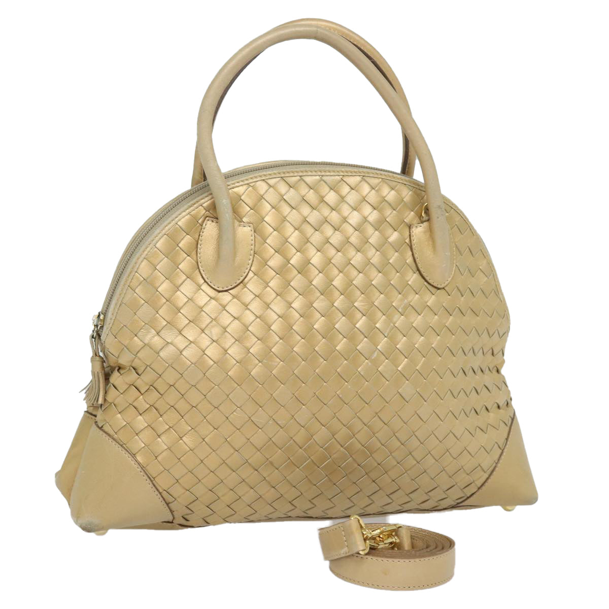 BOTTEGA VENETA INTRECCIATO Hand Bag Leather 2way Gold Tone Auth bs16336