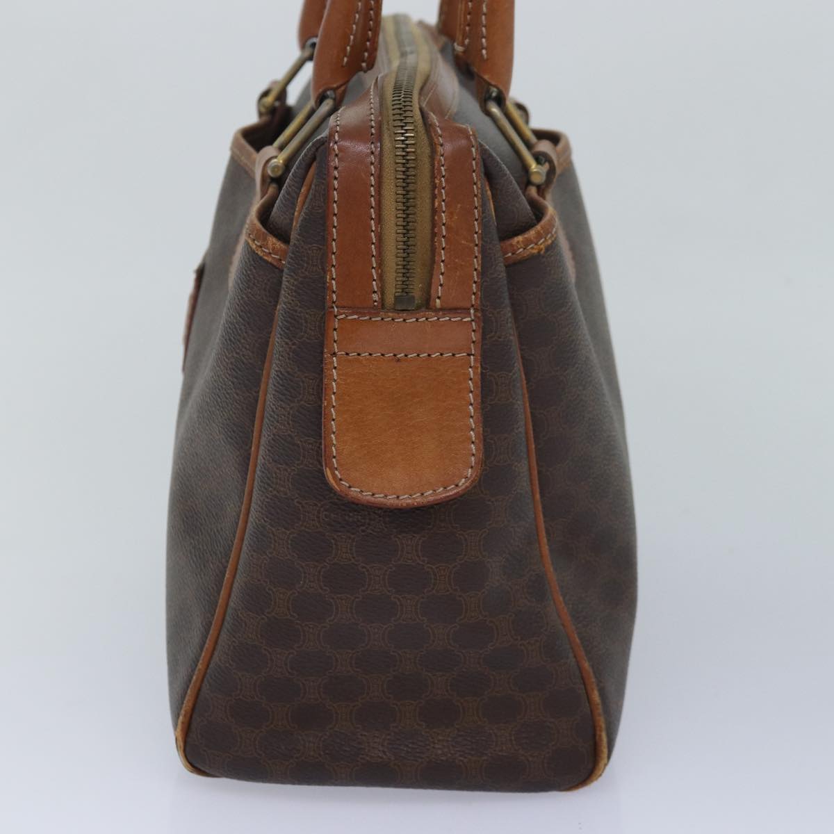 CELINE Macadam Canvas Hand Bag PVC Leather Brown Auth bs16337