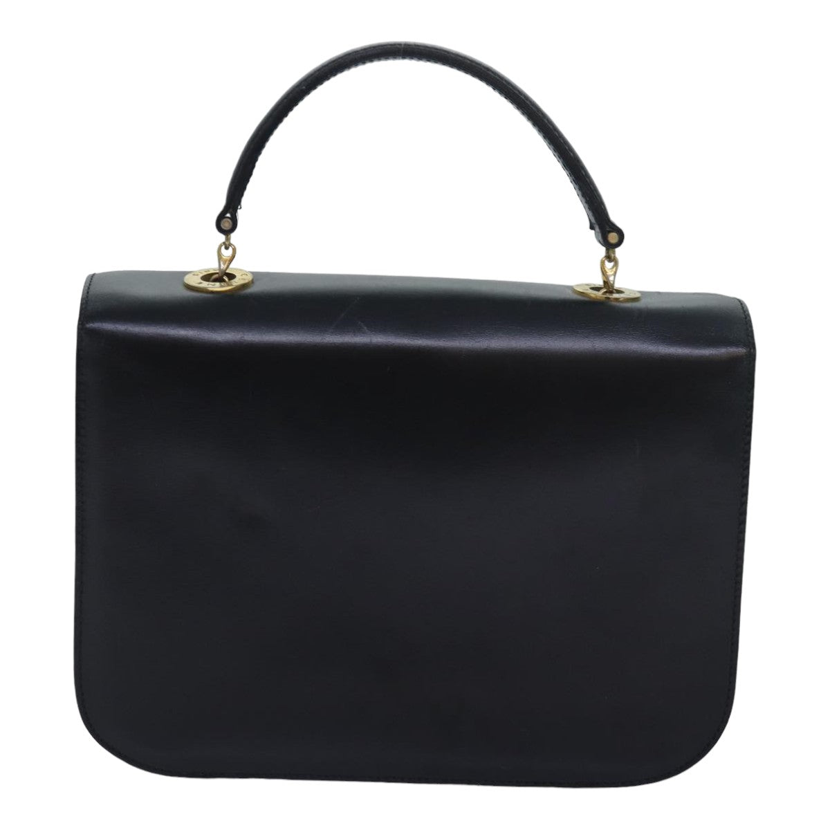 CELINE Circle Hand Bag Leather Black Auth bs16343 - 0