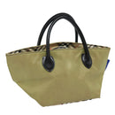 BURBERRY Nova Check Blue Label Hand Bag Nylon Beige Auth bs16350-1