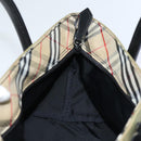 BURBERRY Nova Check Blue Label Hand Bag Nylon Beige Auth bs16350-17