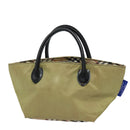 BURBERRY Nova Check Blue Label Hand Bag Nylon Beige Auth bs16350-13