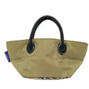 BURBERRY Nova Check Blue Label Hand Bag Nylon Beige Auth bs16350-2