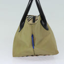 BURBERRY Nova Check Blue Label Hand Bag Nylon Beige Auth bs16350-3