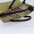 BURBERRY Nova Check Blue Label Hand Bag Nylon Beige Auth bs16350-6