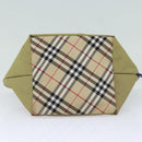 BURBERRY Nova Check Blue Label Hand Bag Nylon Beige Auth bs16350-5