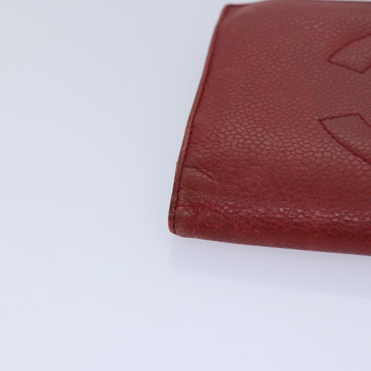 CHANEL COCO Mark Wallet Lamb Skin Red CC Auth bs16358