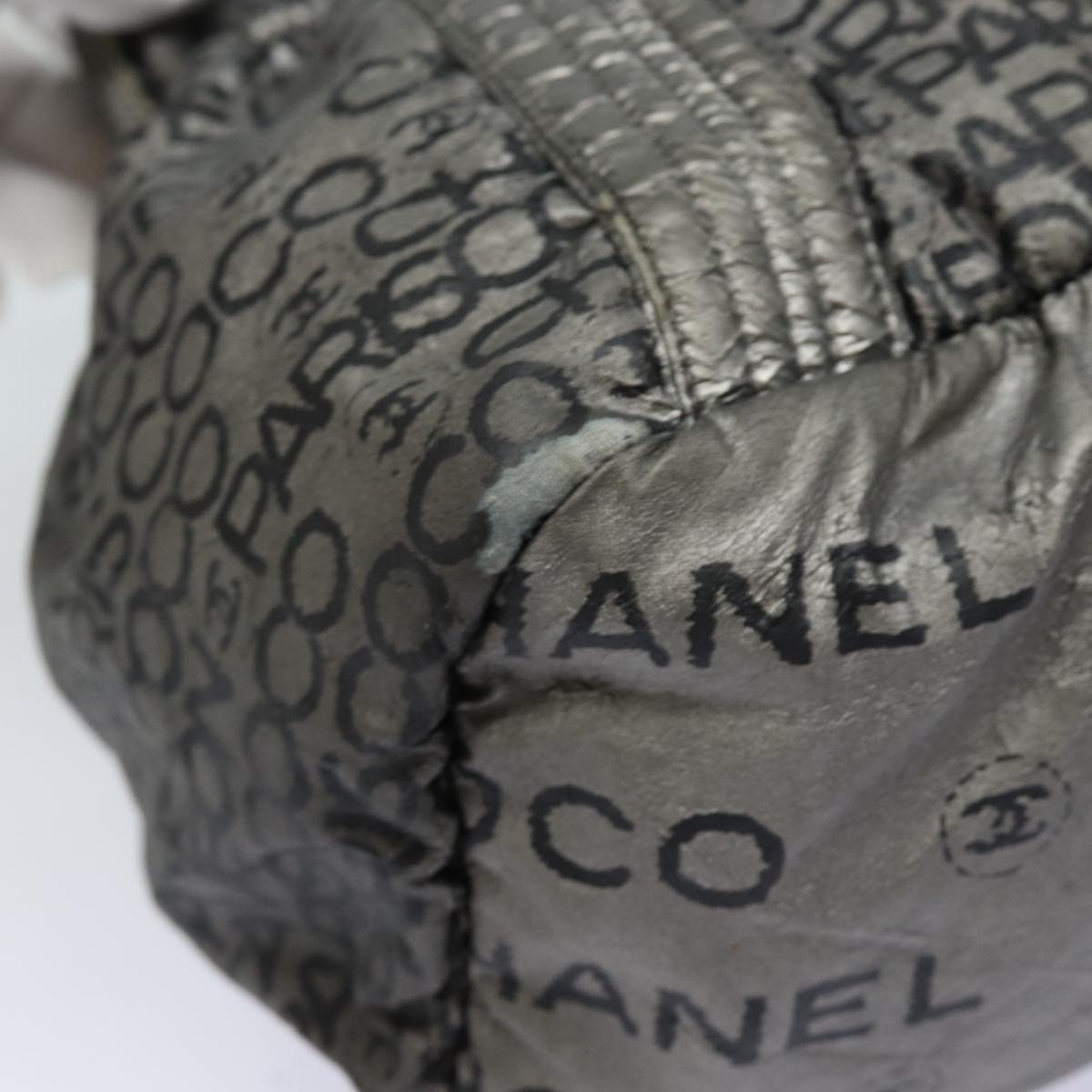 CHANEL Unlimited Tote Bag Nylon Silver CC Auth bs16364