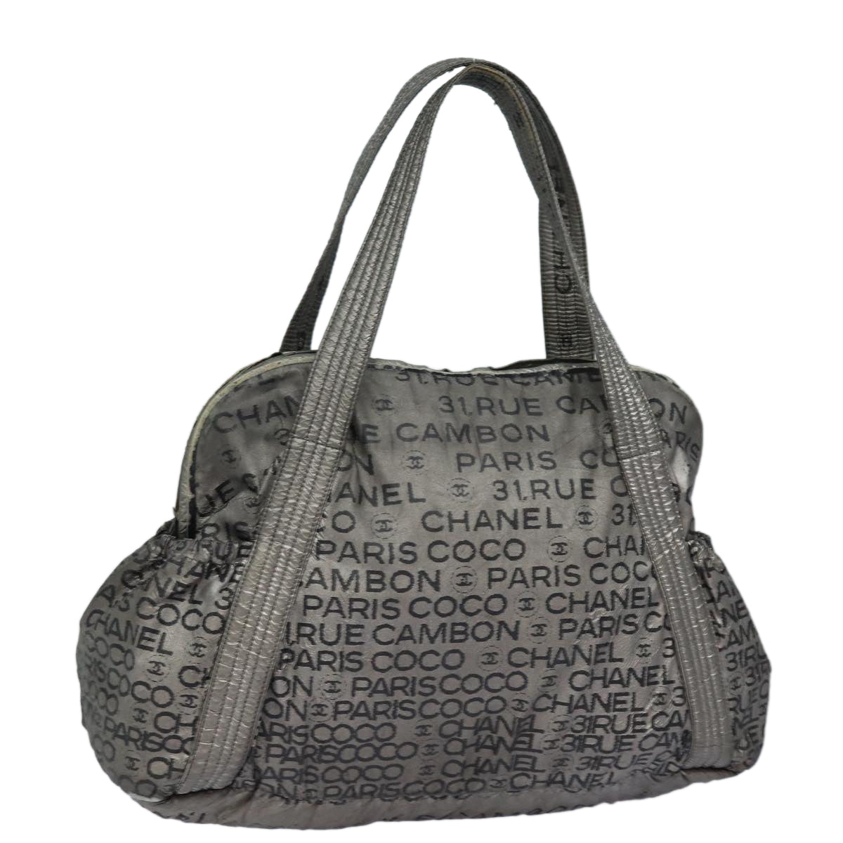 CHANEL Unlimited Tote Bag Nylon Silver CC Auth bs16364