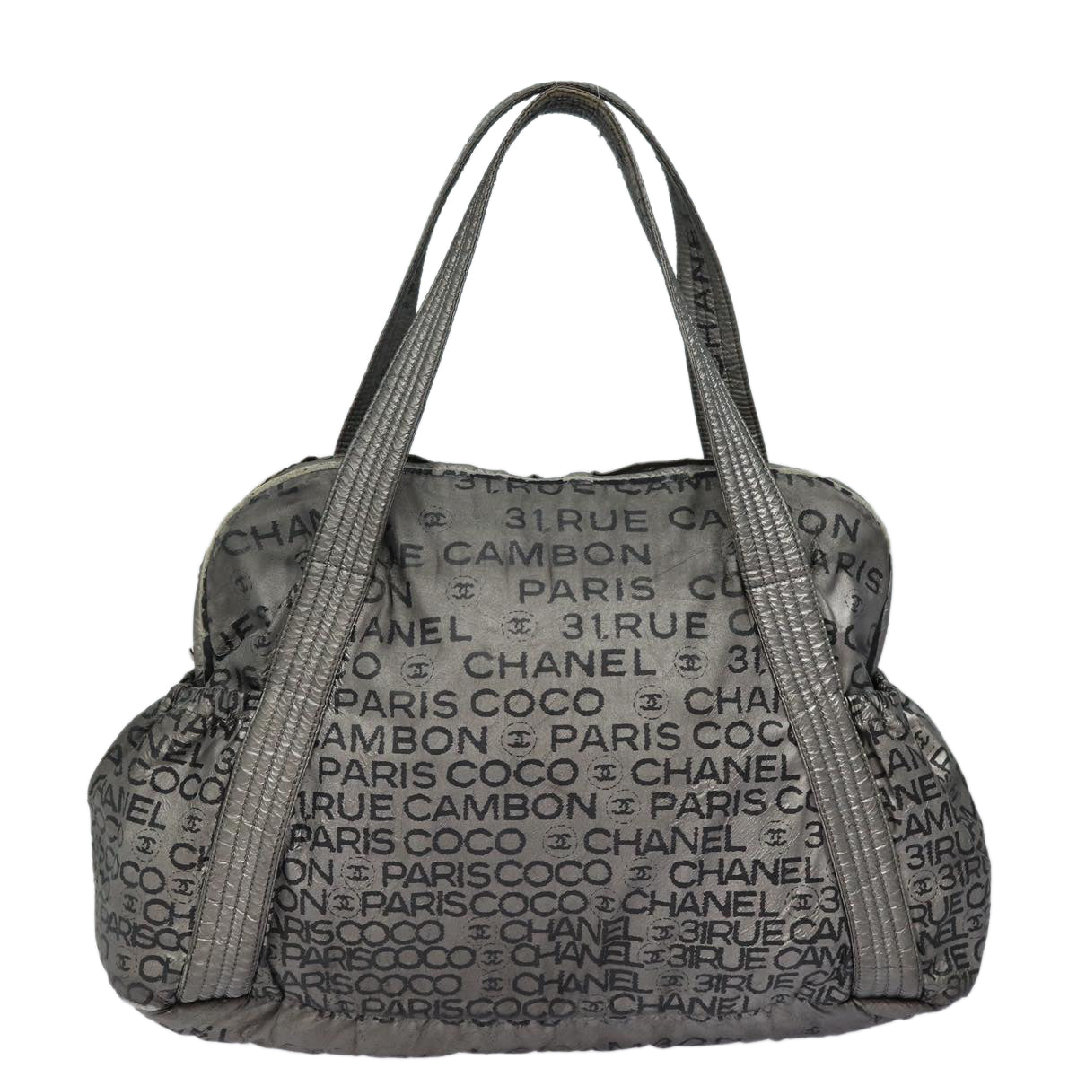 CHANEL Unlimited Tote Bag Nylon Silver CC Auth bs16364