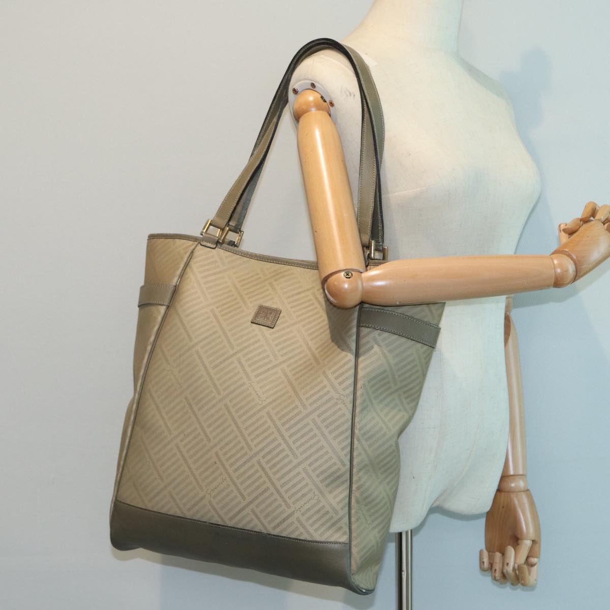 GIVENCHY Tote Bag Canvas Beige Auth bs16371