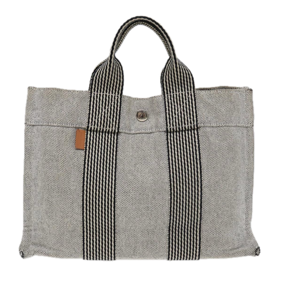 HERMES New Fourre Tout PM Hand Bag Canvas Gray Auth bs16375