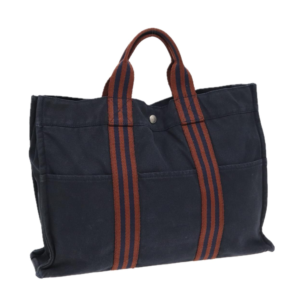 HERMES Fourre Tout MM Tote Bag Canvas Navy Auth bs16377