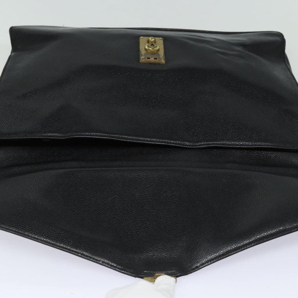 CHANEL Hand Bag Calf Skin Black CC Auth bs16380