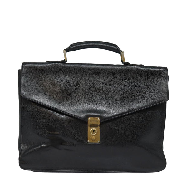 CHANEL Hand Bag Calf Skin Black CC Auth bs16380