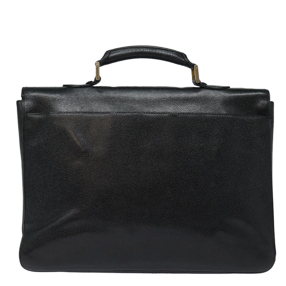 CHANEL Hand Bag Caviar Skin Black CC Auth bs16380