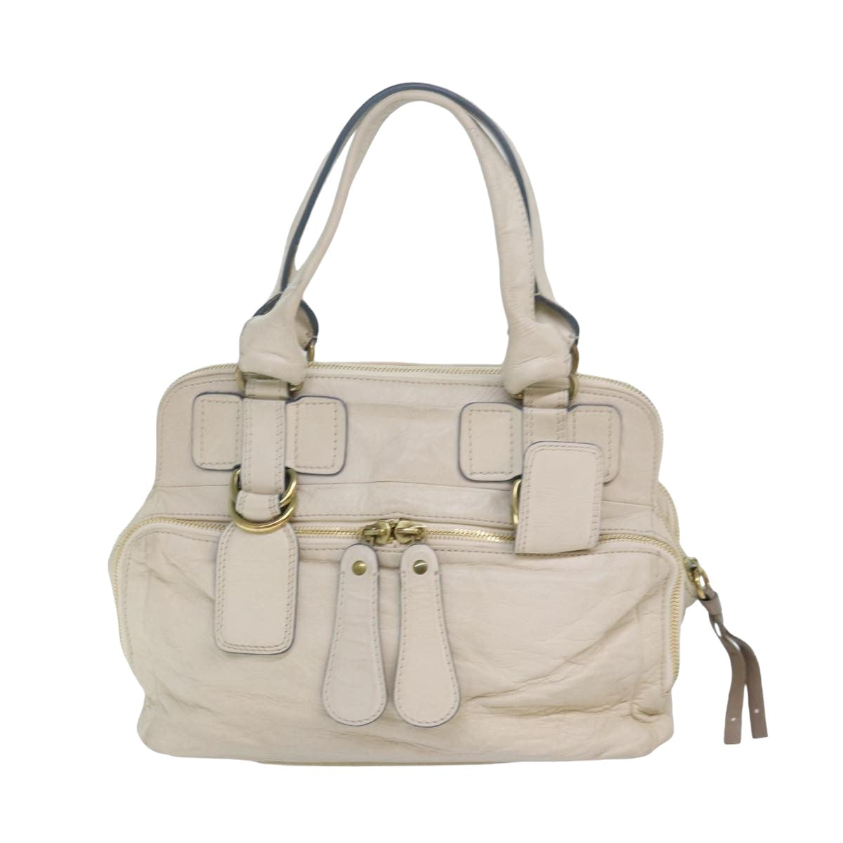 Chloe Hand Bag Leather White Auth bs16390 - 0