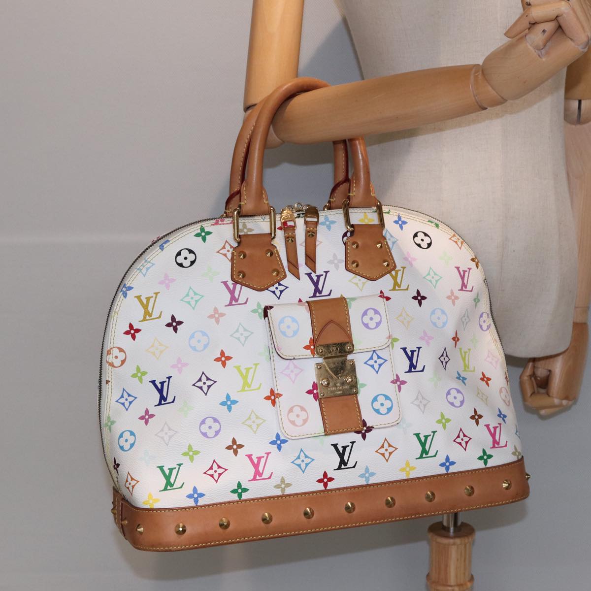 LOUIS VUITTON Monogram Multicolor Alma GM Hand Bag White M40441 LV Auth bs16395A