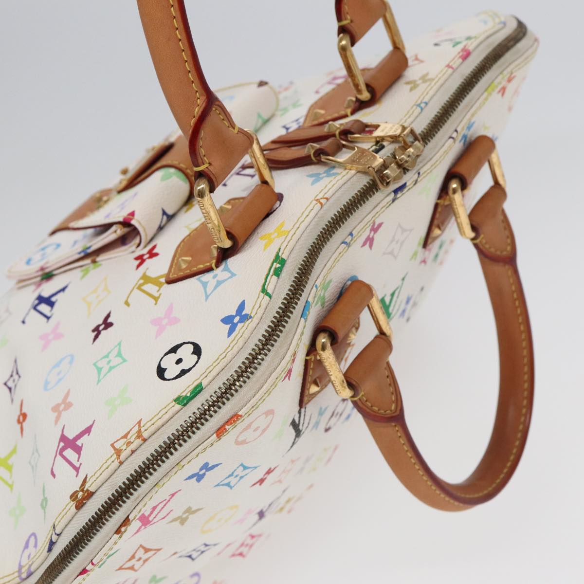 LOUIS VUITTON Monogram Multicolor Alma GM Hand Bag White M40441 LV Auth bs16395A