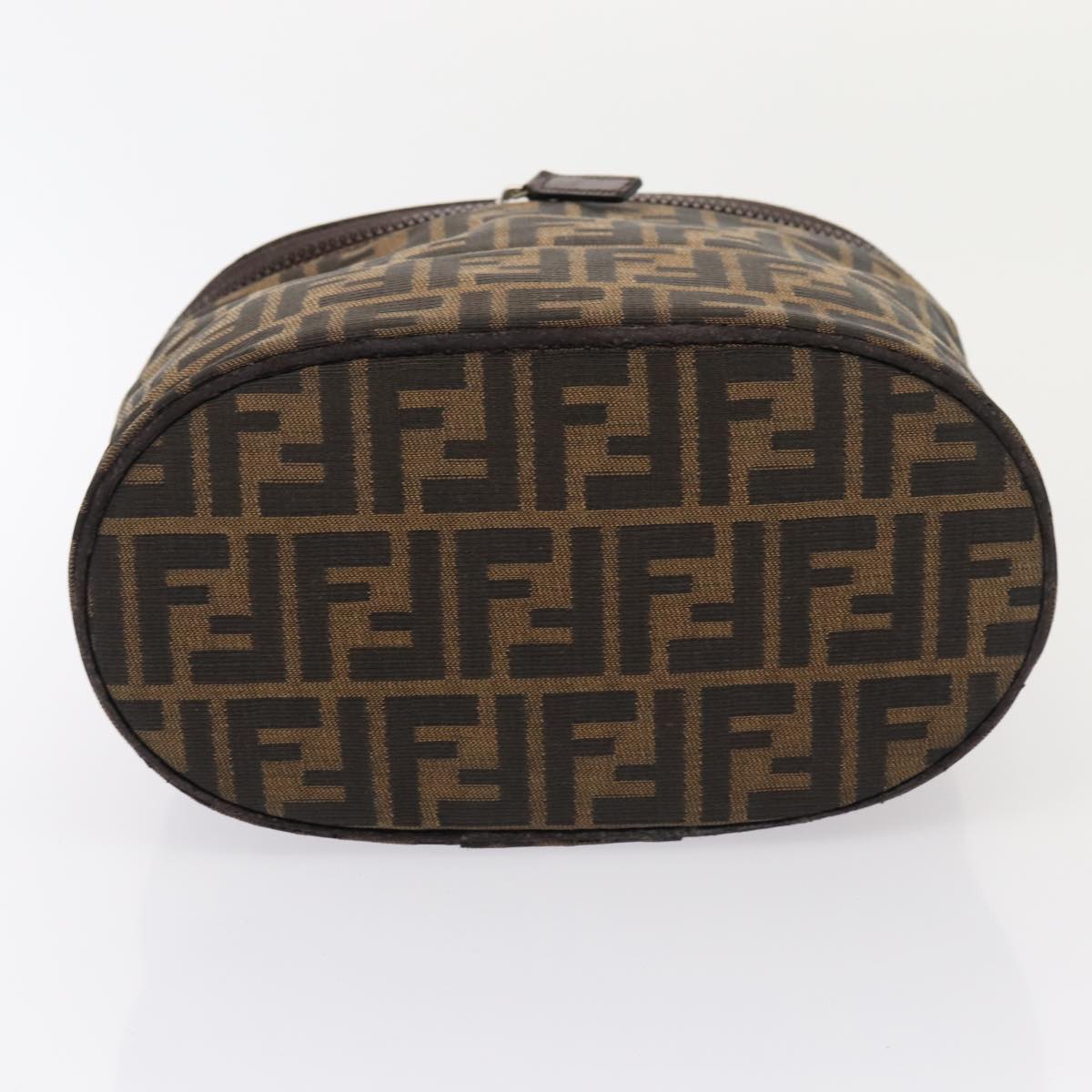 FENDI Zucca Canvas Vanity Pouch Brown Black Auth bs16396