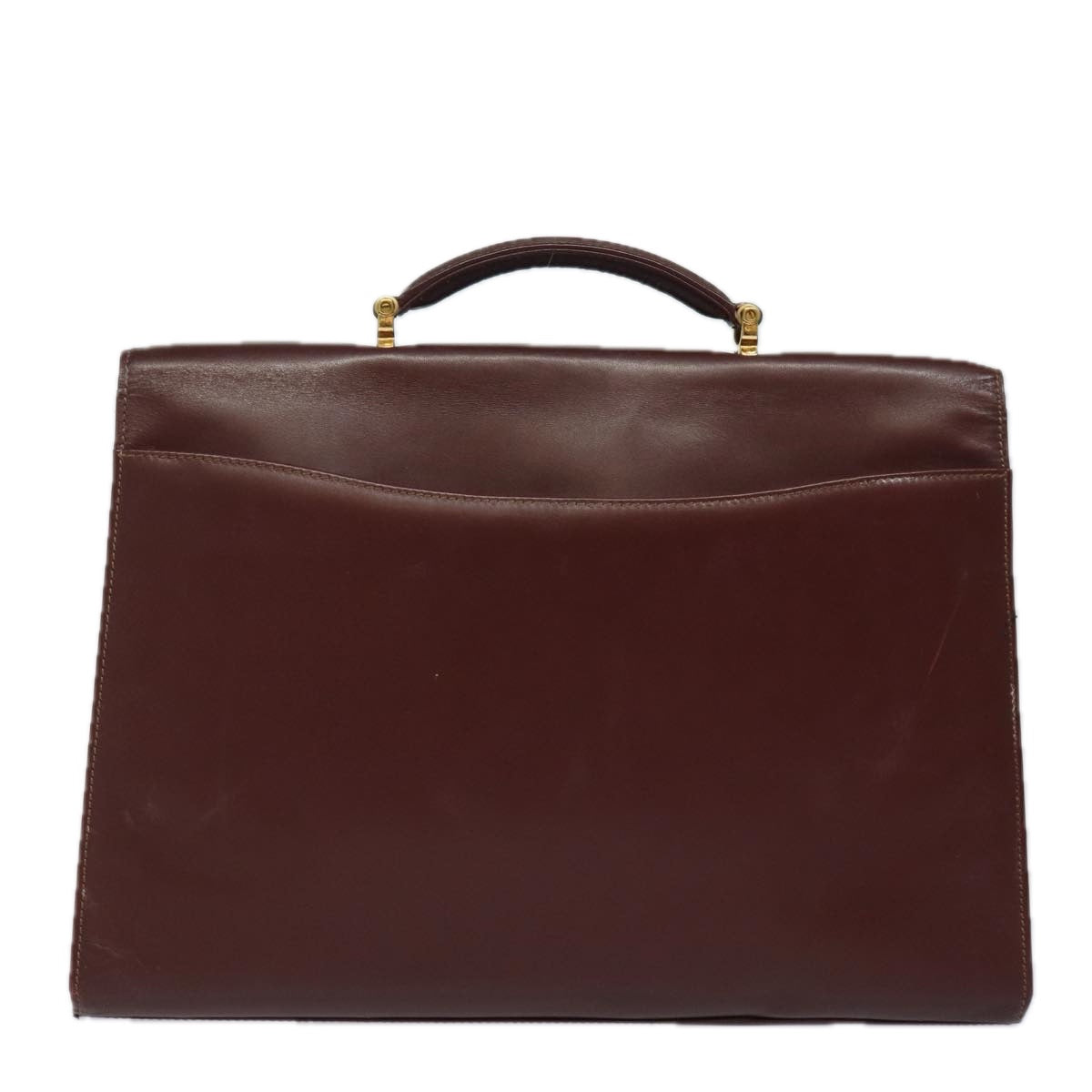 CARTIER Business Bag Leather Wine Red Auth bs16403 - 0