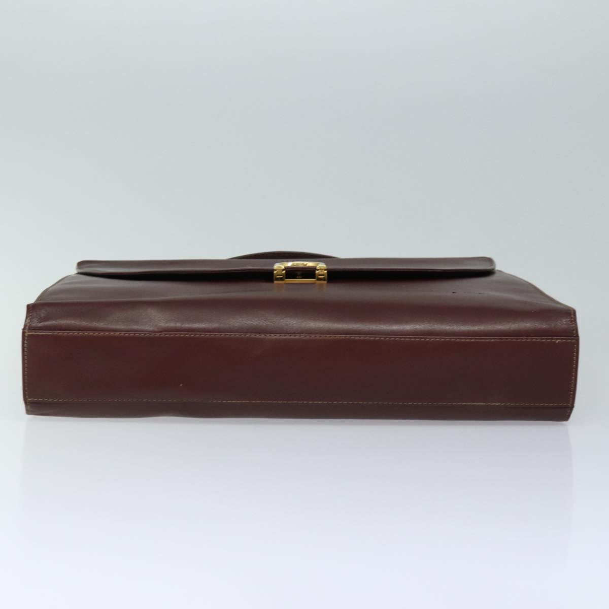 CARTIER Business Bag Leather Wine Red Auth bs16403