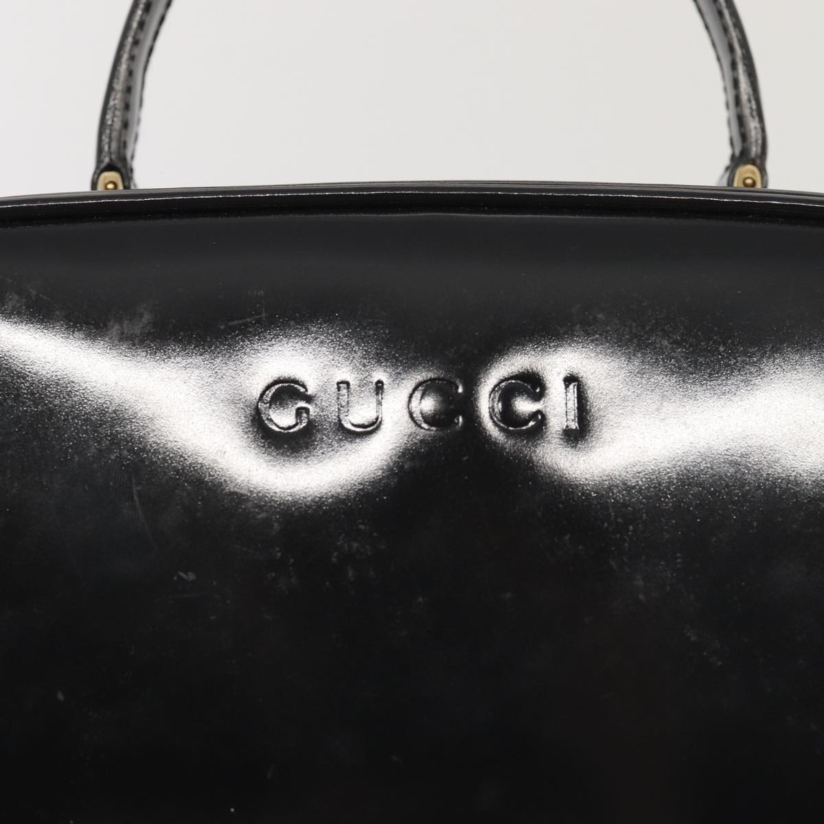 GUCCI Bamboo Vanity Shoulder Bag Enamel 2way Black 000 2040 0323 Auth bs16407