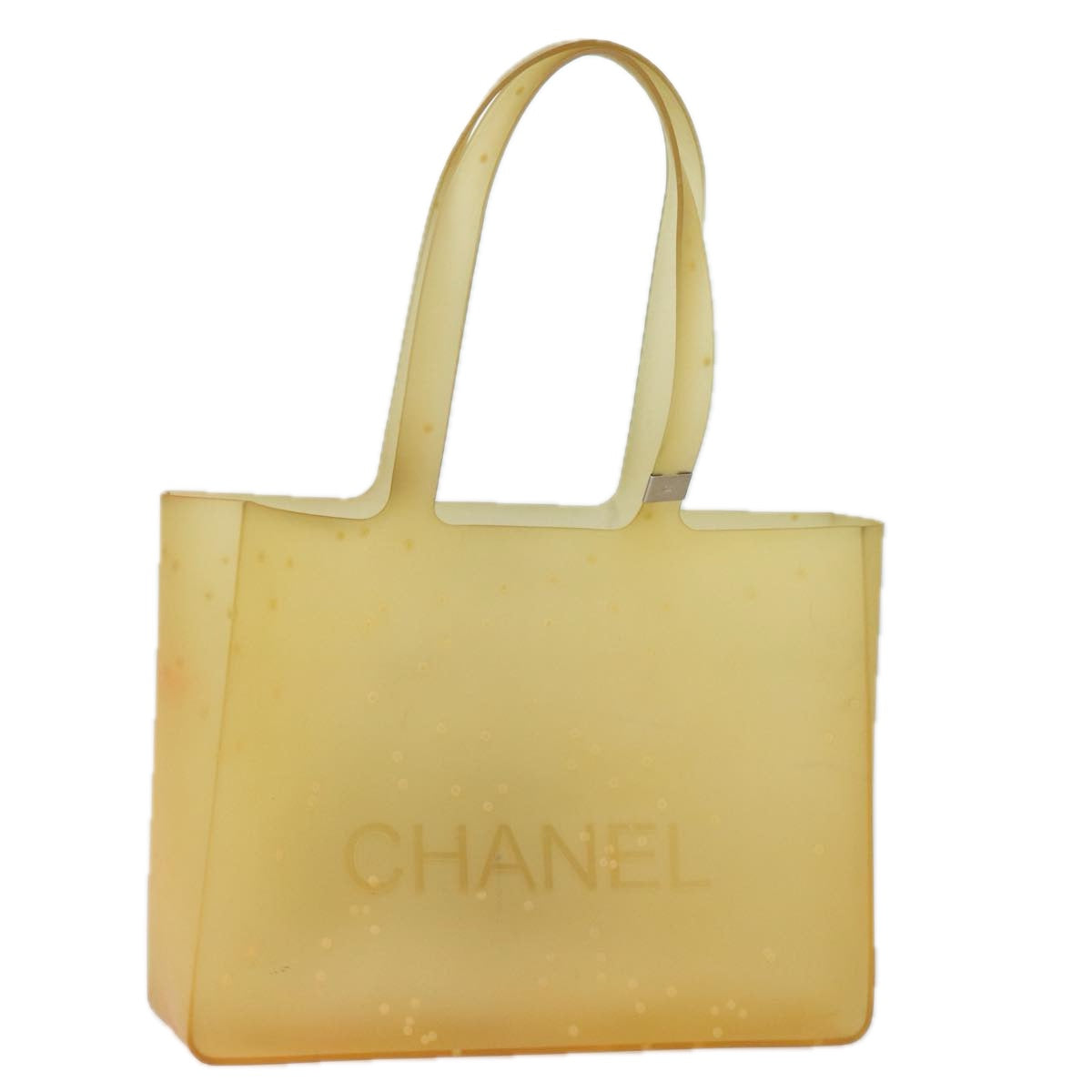 CHANEL Tote Bag Rubber Yellow CC Auth bs16408