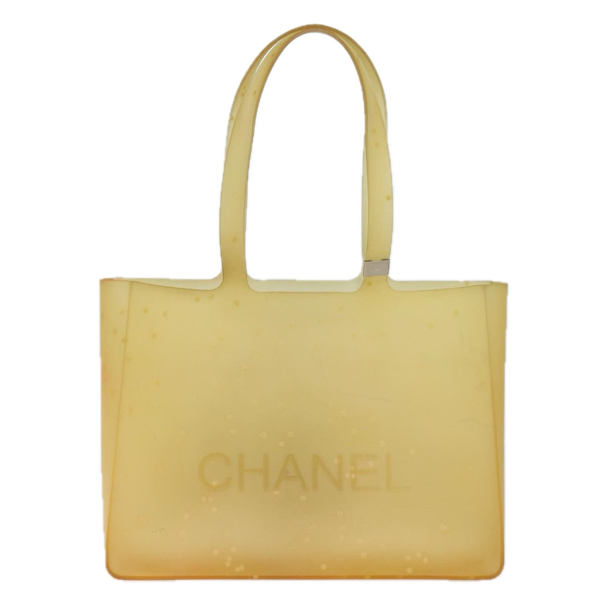 CHANEL Tote Bag Rubber Yellow CC Auth bs16408