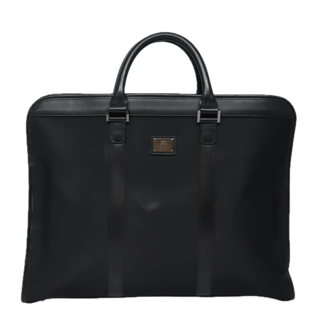 BURBERRY Nova Check Black label Business Bag Nylon Black Auth bs16417