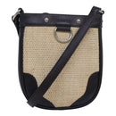 BURBERRY Shoulder Bag leather Straw Beige Dark Brown Auth bs16419-1