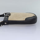 BURBERRY Shoulder Bag leather Straw Beige Dark Brown Auth bs16419-3