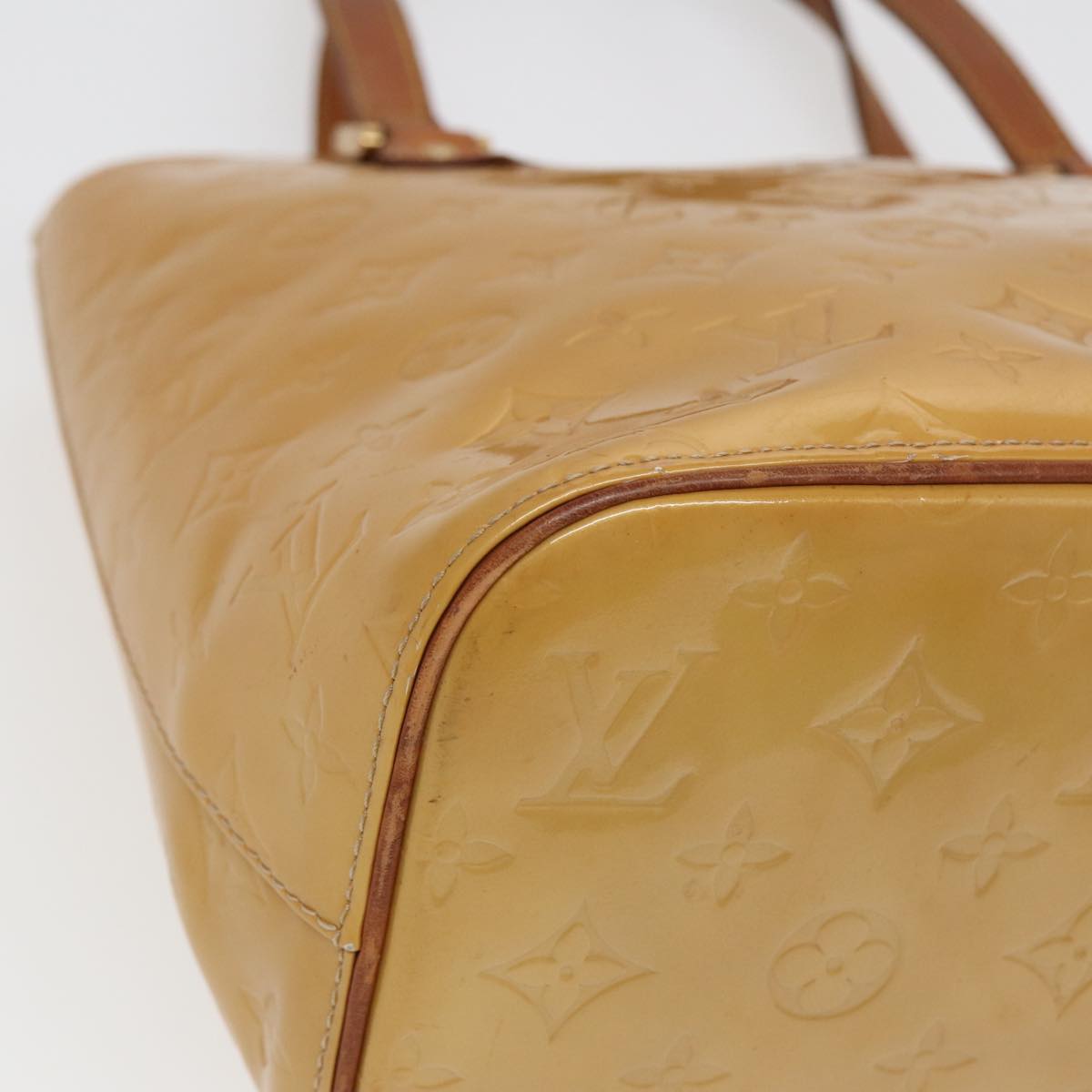 LOUIS VUITTON Monogram Vernis Houston Hand Bag Beige M91004 LV Auth bs16425