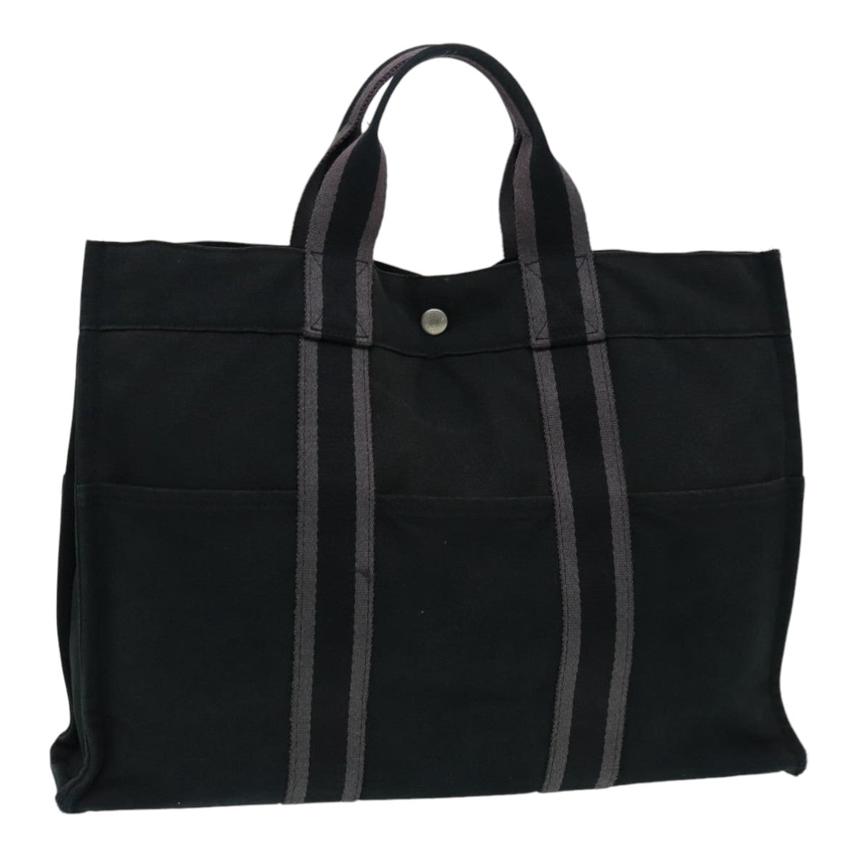 HERMES Fourre Tout MM Tote Bag Canvas Black Auth bs16434