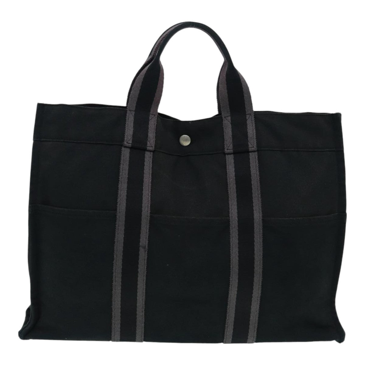 HERMES Fourre Tout MM Tote Bag Canvas Black Auth bs16434