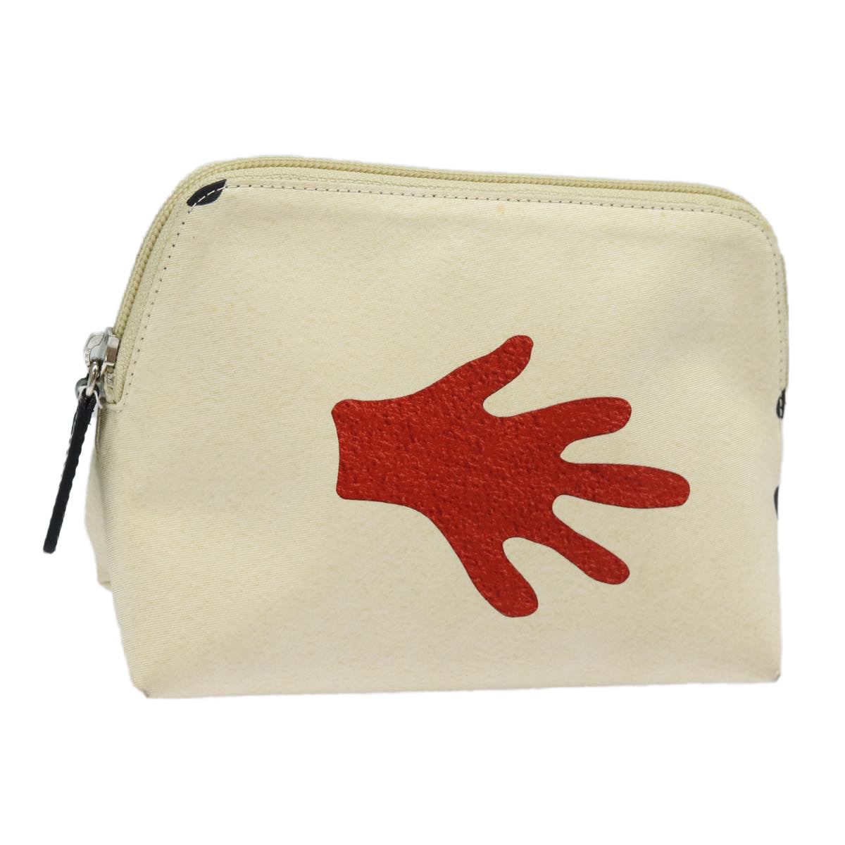 BVLGARI Pouch Canvas Red White Auth bs16435