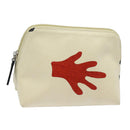 BVLGARI Pouch Canvas Red White Auth bs16435-1