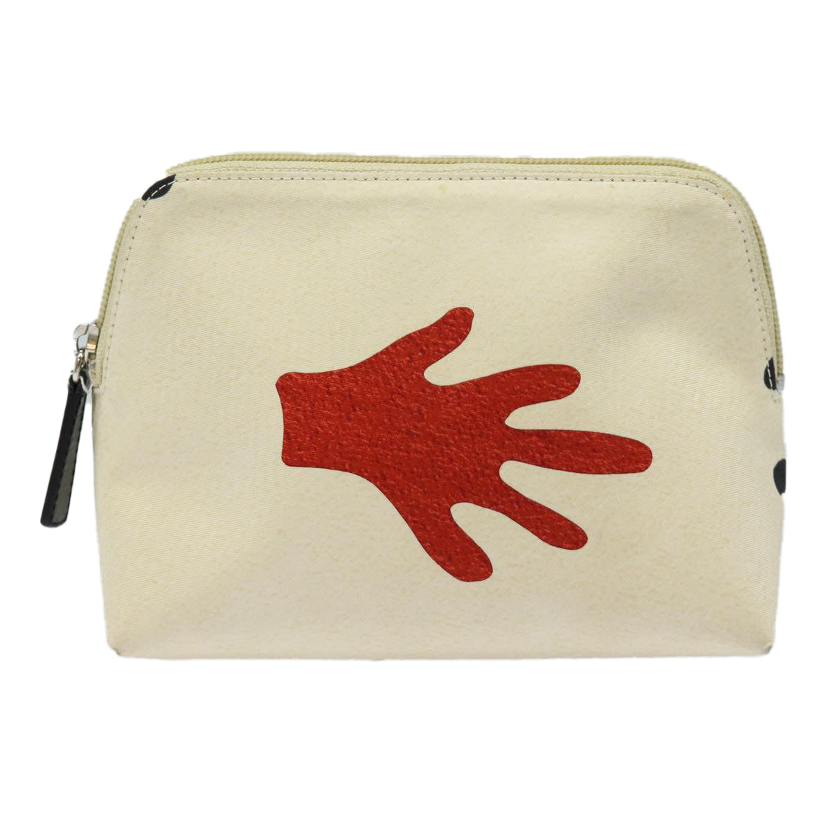 BVLGARI Pouch Canvas Red White Auth bs16435